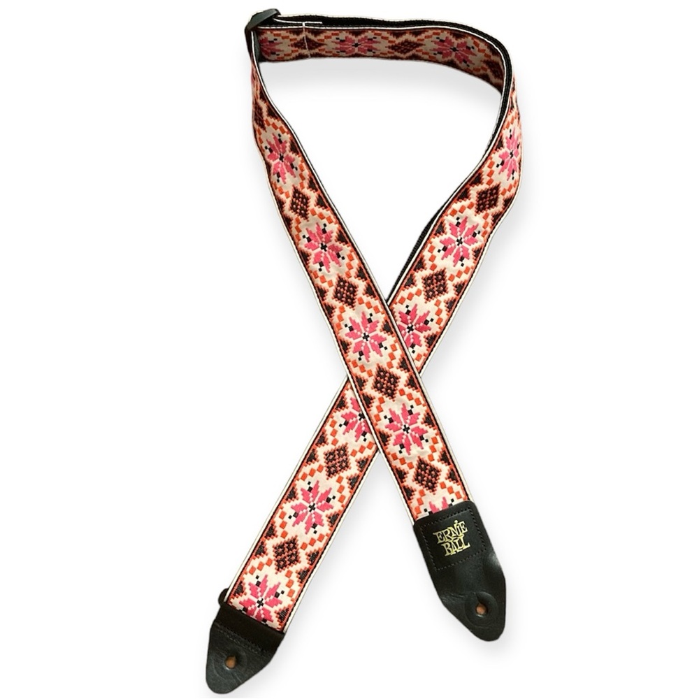 Ernie Ball Cinnamon Needlepoint Jacquard Guitar Strap Pink Orange Black